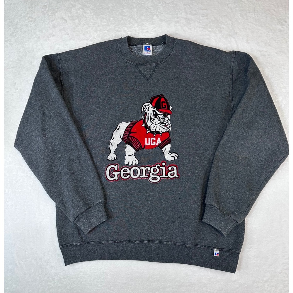 Vintage Russell Athletic Georgia Bulldogs Sweatshirt XL Gray Made in USA UGA